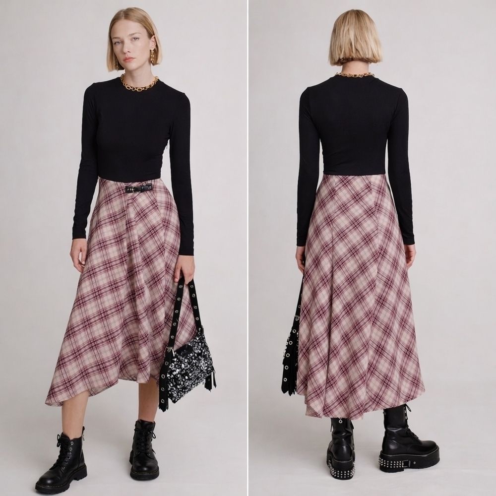 Maje Asymmetrical Flannel dress Academia Beige Size 36 Small